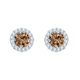 14K White Gold~Brown and White Diamond, 10K White Gold~Brown and White Diamond