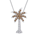 Sterling Silver~Brown and White Diamond