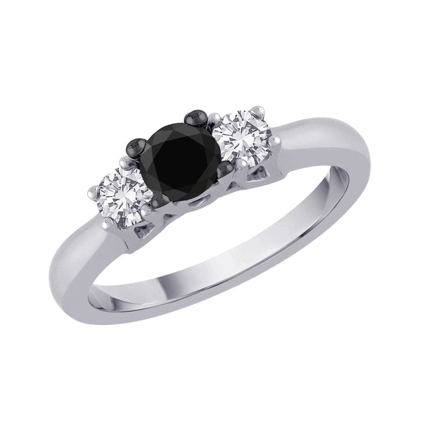 14K White Gold~Black and White Diamond