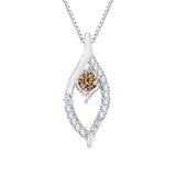 10K White Gold~Brown and White Diamond
