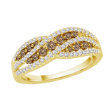 10K Yellow Gold~Brown and White Diamond