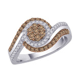 Sterling Silver~Brown and White Diamond