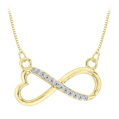 KATARINA Heart Shaped Infinity Diamond Pendant Necklace (1/20 cttw, JK, SI2/I1)