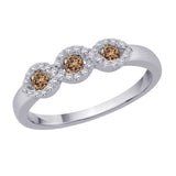 14K White Gold~Brown and White Diamond, 10K White Gold~Brown and White Diamond