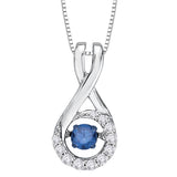 14K White Gold~Blue and White Diamond, 10K White Gold~Blue and White Diamond, Sterling Silver~Blue and White Diamond