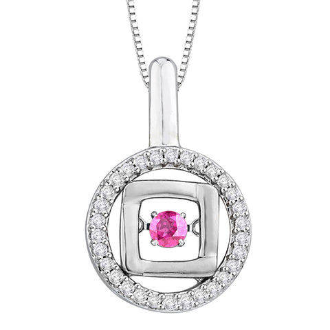 KATARINA 1/2 cttw Diamond and Pink Sapphire Fashion Pendant Necklace GH-I2-I3
