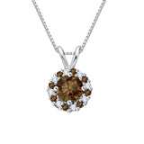 14K White Gold~Brown and White Diamond, 10K White Gold~Brown and White Diamond, Sterling Silver~Brown and White Diamond