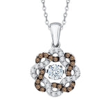 14K White Gold~Brown and White Diamond, 10K White Gold~Brown and White Diamond