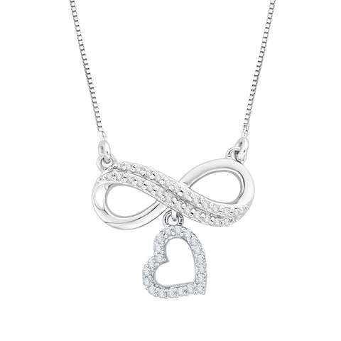 KATARINA 1/5 cttw Diamond Infinity Heart Pendant Necklace GH, I2-I3