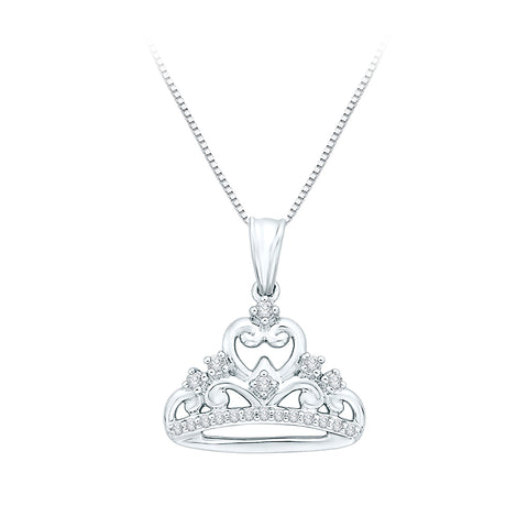 KATARINA 1/8 cttw Diamond Crown Pendant Necklace GH-I2-I3
