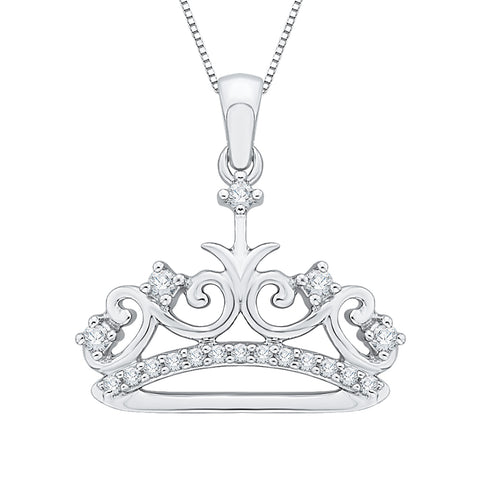 KATARINA 1/8 cttw Diamond Crown Pendant Necklace GH-I2-I3