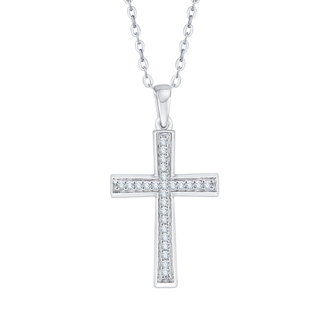 KATARINA Diamond Cross Pendant Necklace (1/10 cttw)