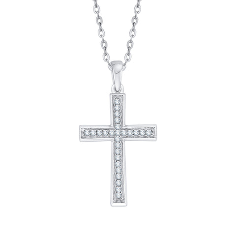 KATARINA Diamond Cross Pendant Necklace (1/6 cttw)