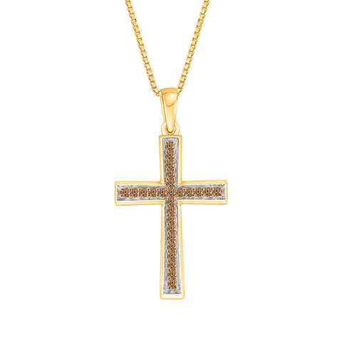 KATARINA Diamond Cross Pendant Necklace (1/10 cttw)