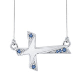 10K White Gold~Blue Diamond, Sterling Silver~Blue Diamond
