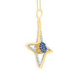 10K Yellow Gold~Blue and White Diamond