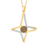 10K Yellow Gold~Brown and White Diamond