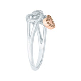 10K White and Rose Gold~Brown and White Diamond