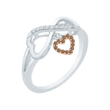 10K White and Rose Gold~Brown and White Diamond