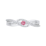 10K White Gold~Pink and White Diamond