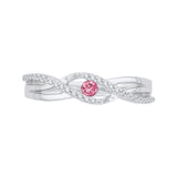 10K White Gold~Pink and White Diamond