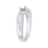 10K White Gold~Pink and White Diamond