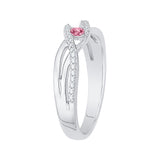 10K White Gold~Pink and White Diamond