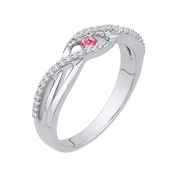 10K White Gold~Pink and White Diamond