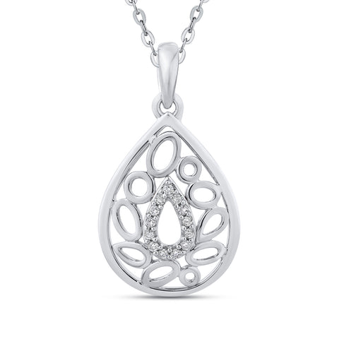 KATARINA Diamond Tear Drop Pendant Necklace (1/20 cttw)