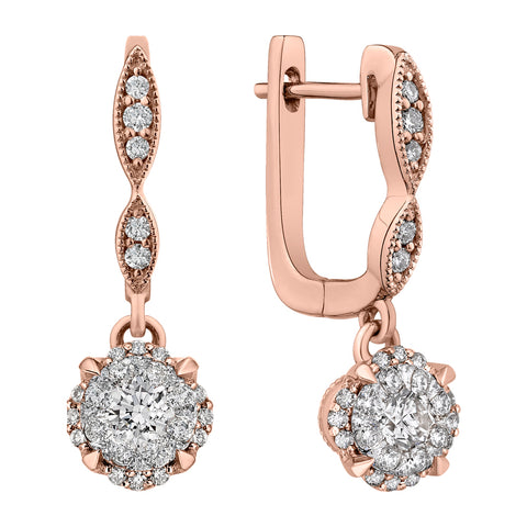 KATARINA Diamond Halo Hoop Earrings (1/2 cttw, IJ, SI3/I1)