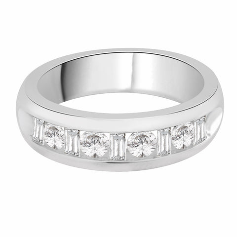 KATARINA Round and Baguette Cut Diamond Wedding Band (1 cttw HI, I1/I2)