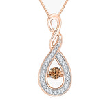 10K Rose Gold~Brown and White Diamond