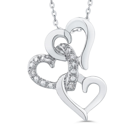 KATARINA Triple Heart Diamond Accent Pendant Necklace