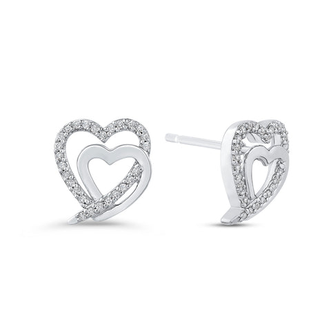 KATARINA Double Heart Diamond Earrings (1/6 cttw)