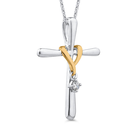 KATARINA Diamond Cross Pendant Necklace (1/20 cttw)