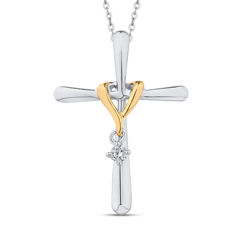 KATARINA Diamond Cross Pendant Necklace (1/20 cttw)