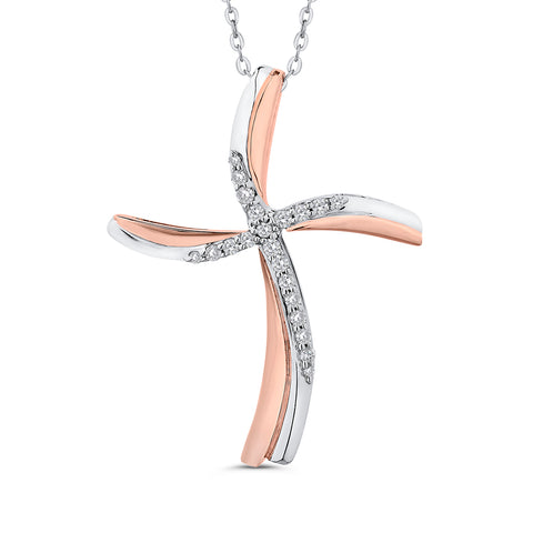 KATARINA Diamond Cross Pendant Necklace (1/10 cttw)