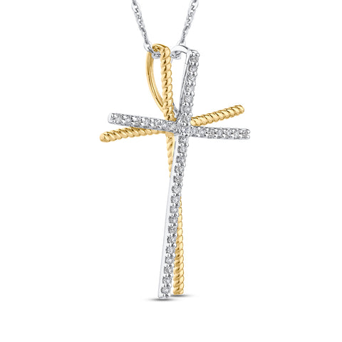 KATARINA Diamond Cross Pendant Necklace (1/6 cttw)