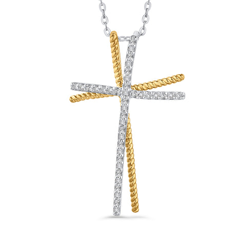 KATARINA Diamond Cross Pendant Necklace (1/6 cttw)