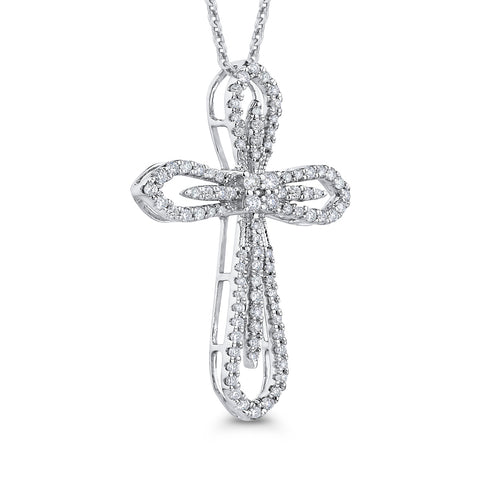 KATARINA Diamond Cross Pendant Necklace (1/2 cttw)