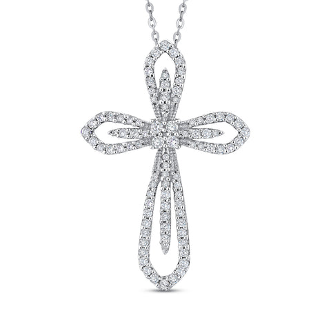 KATARINA Diamond Cross Pendant Necklace (1/2 cttw)