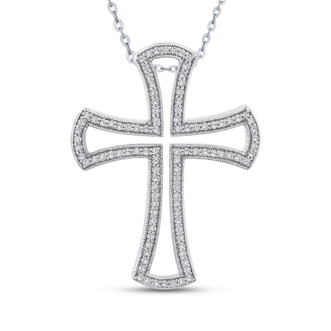 KATARINA Diamond Cross Pendant Necklace (1/2 cttw)