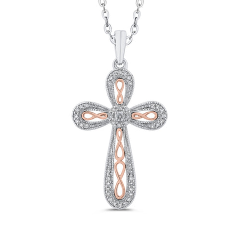 KATARINA Diamond Infinity Cross Pendant Necklace (1/6 cttw)
