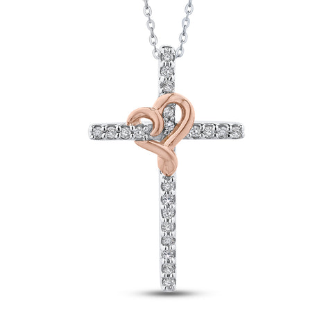 KATARINA Diamond Cross Pendant Necklace (1/6 cttw)
