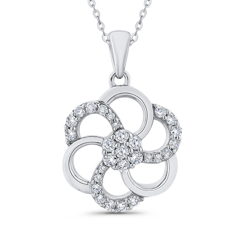 KATARINA Diamond Floral Cluster Pendant Necklace (1/3 cttw)