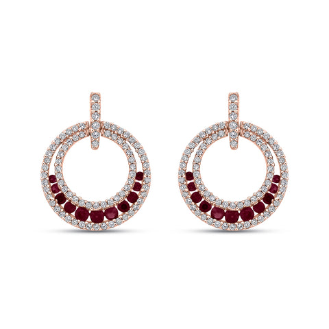 KATARINA Diamond and Ruby Dangle Earrings (1 cttw GH, I2-I3)