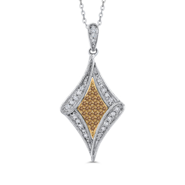 10K White and Yellow Gold~Brown and White Diamond