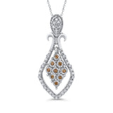 10K White Gold~Brown and White Diamond