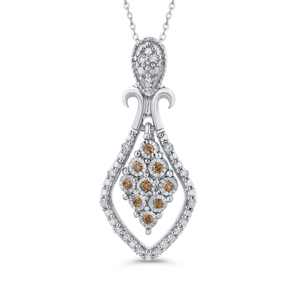 10K White Gold~Brown and White Diamond