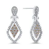 10K White Gold~Brown and White Diamond